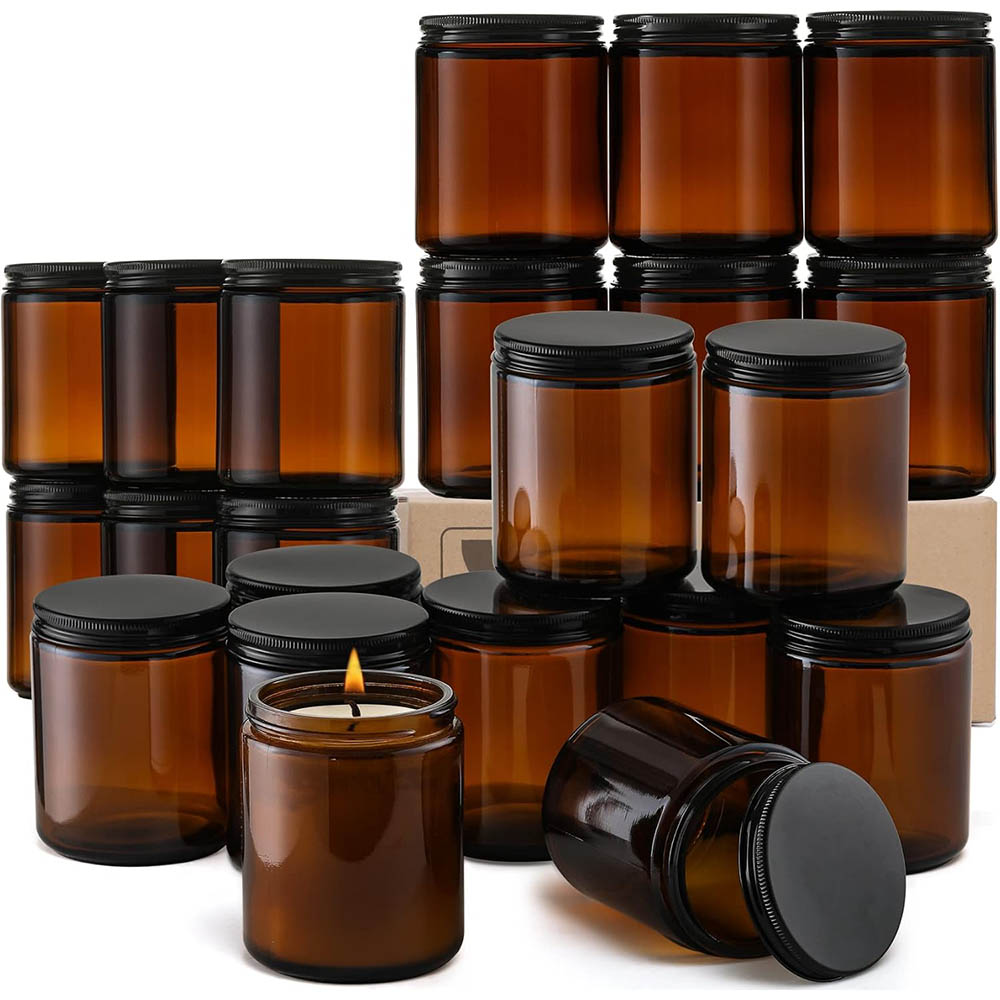 Candle Supplies Glass Jars - Bocaux en verre ambré de 8