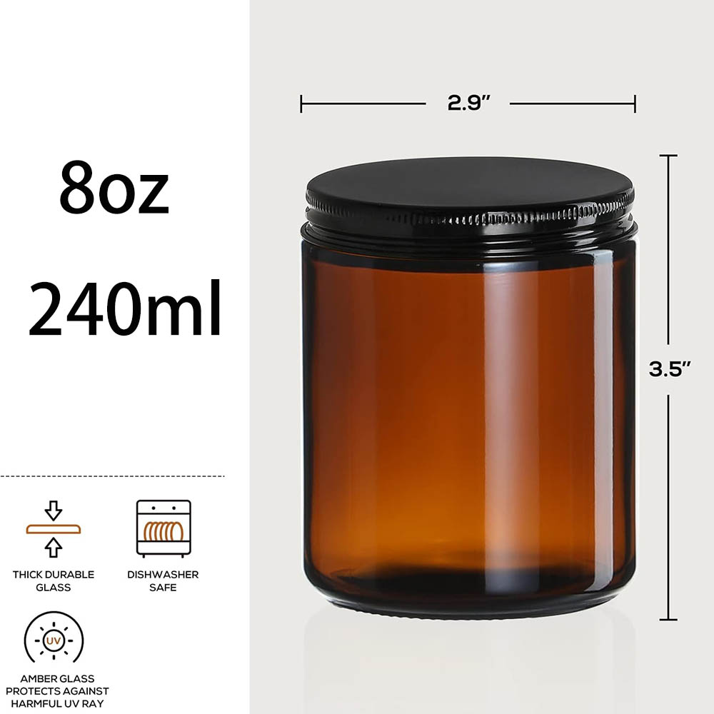 Bocaux en verre ambré de 8 oz  - Candle Supplies Glass Jars avis et prix
